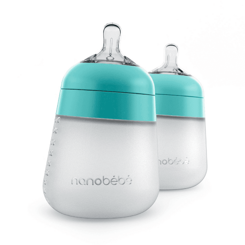 Nanobébé Flexy Silikontåteflaske  (myk) - Teal 270 ml - 2 pk