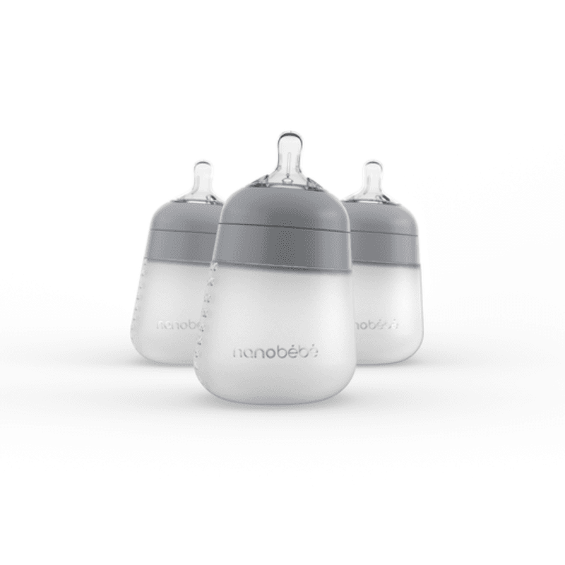Nanobébé Flexy Silikontåteflaske (myk) - Grey 270 ml - 3pk