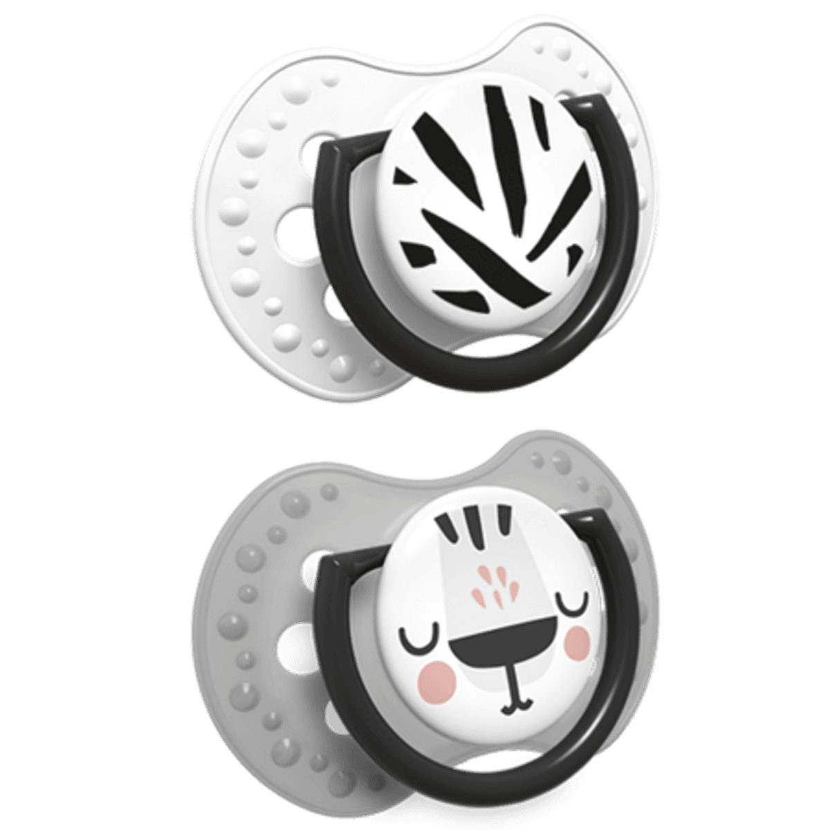 LOVI Silicone Dynamic Soother 0-6m, 2stk, Salt & Pepper