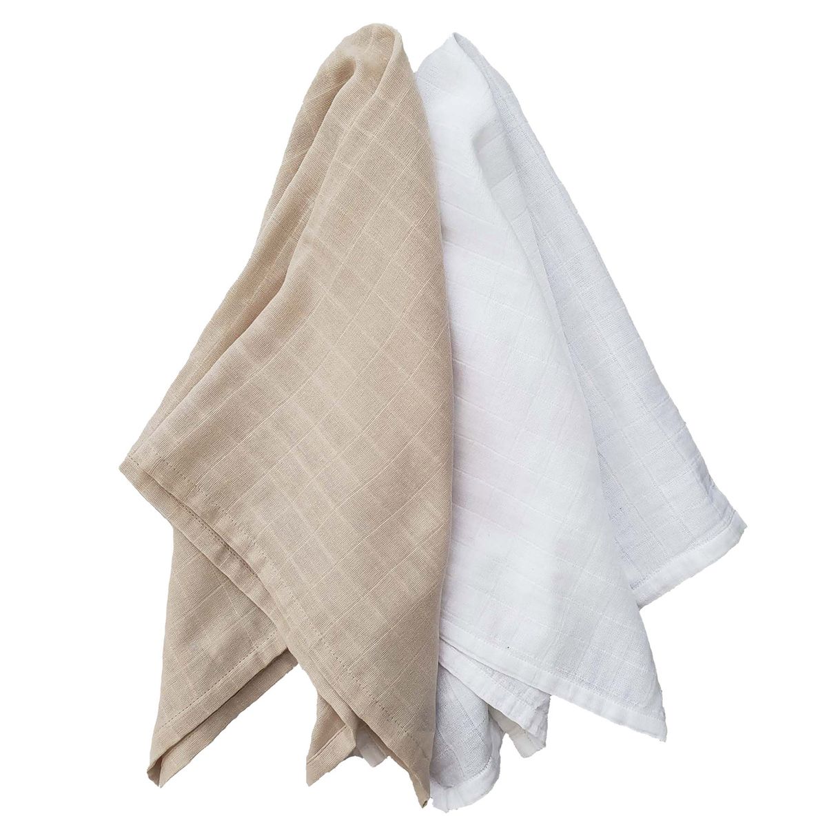 Summerville Organic Muslin kluter, 2-pk, sandshell + white