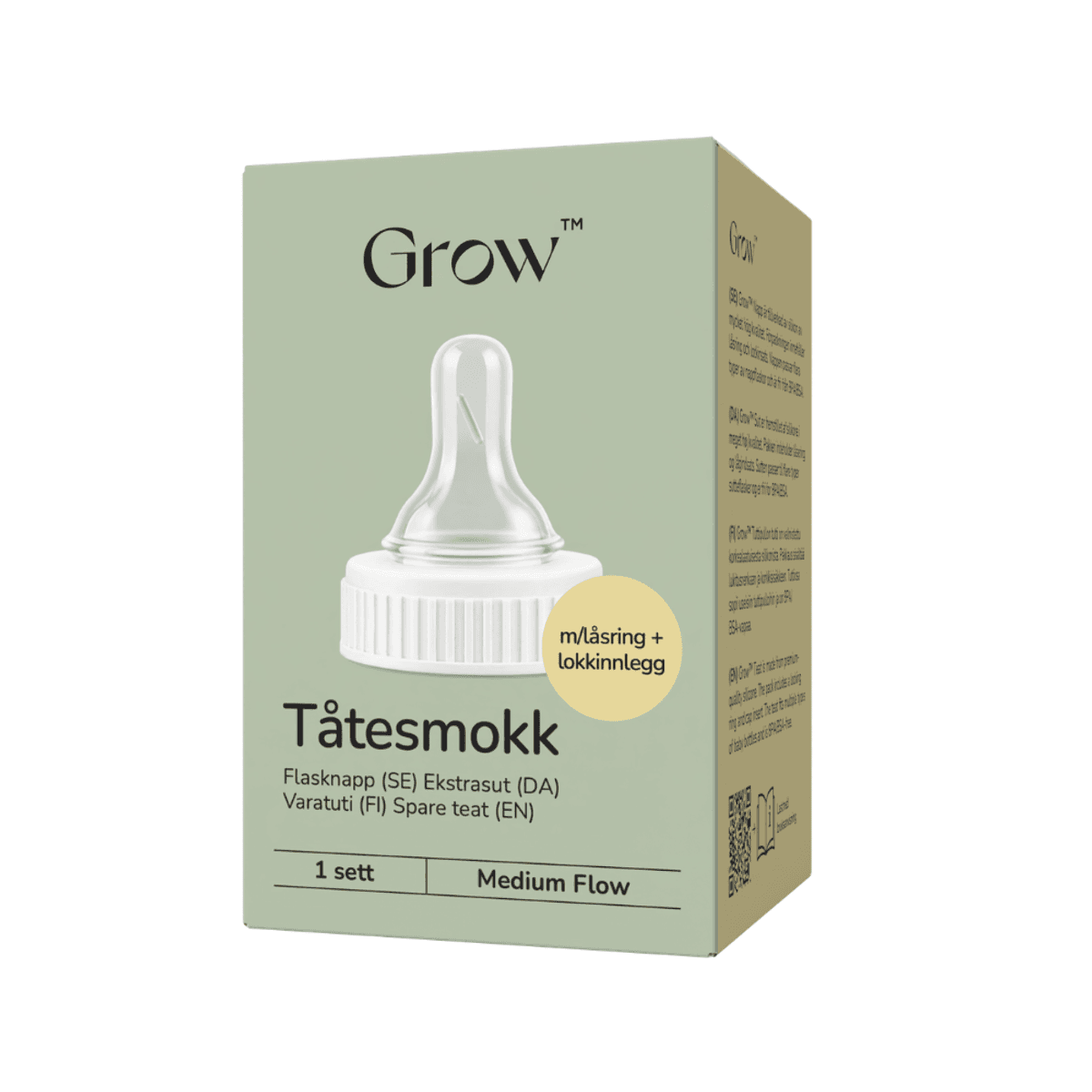 Grow Tåtesmokk m/låsring og lokkinnlegg, medium flow