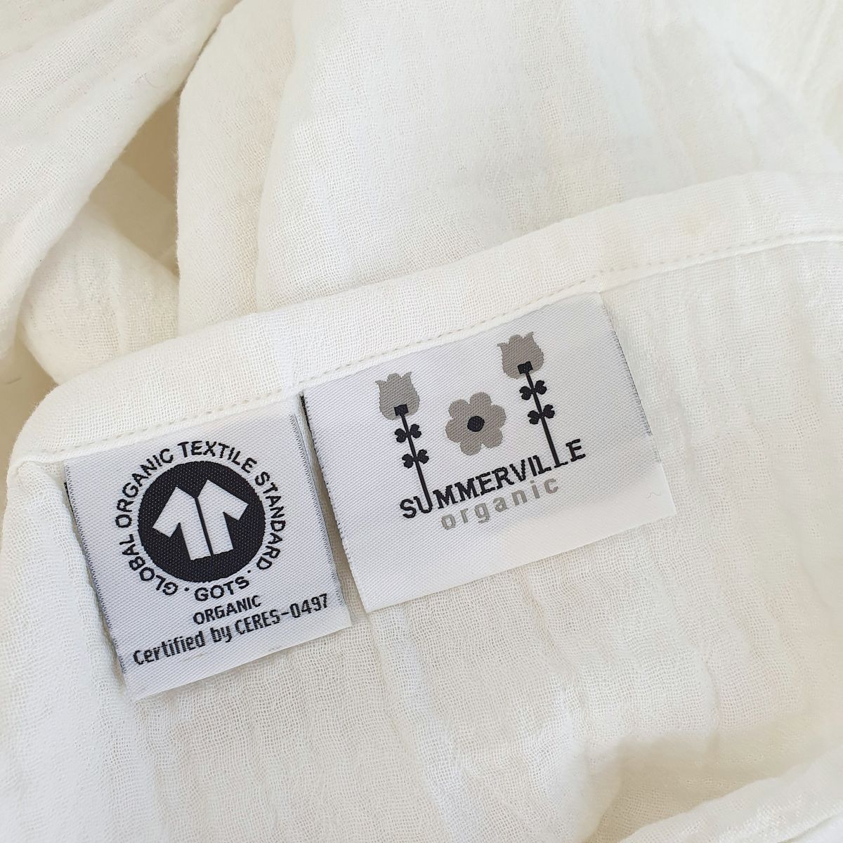 Summerville Organic Crinkle muslin teppe/klut, 120cmx120cm, white