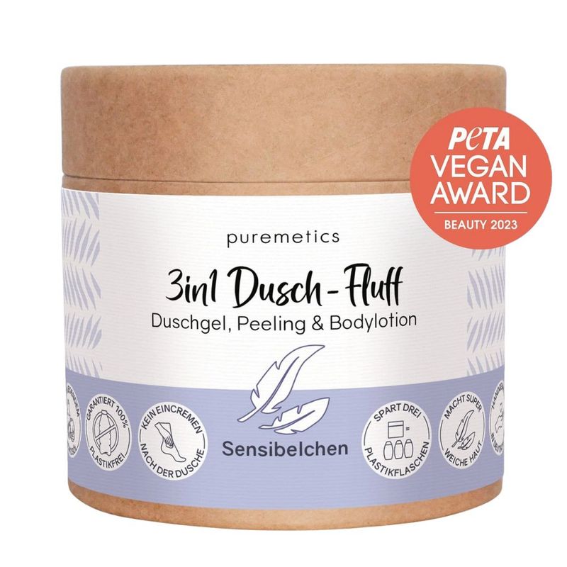 Puremetics 3-i-1 Dusch-Fluff dusjsåpe «sensitiv»